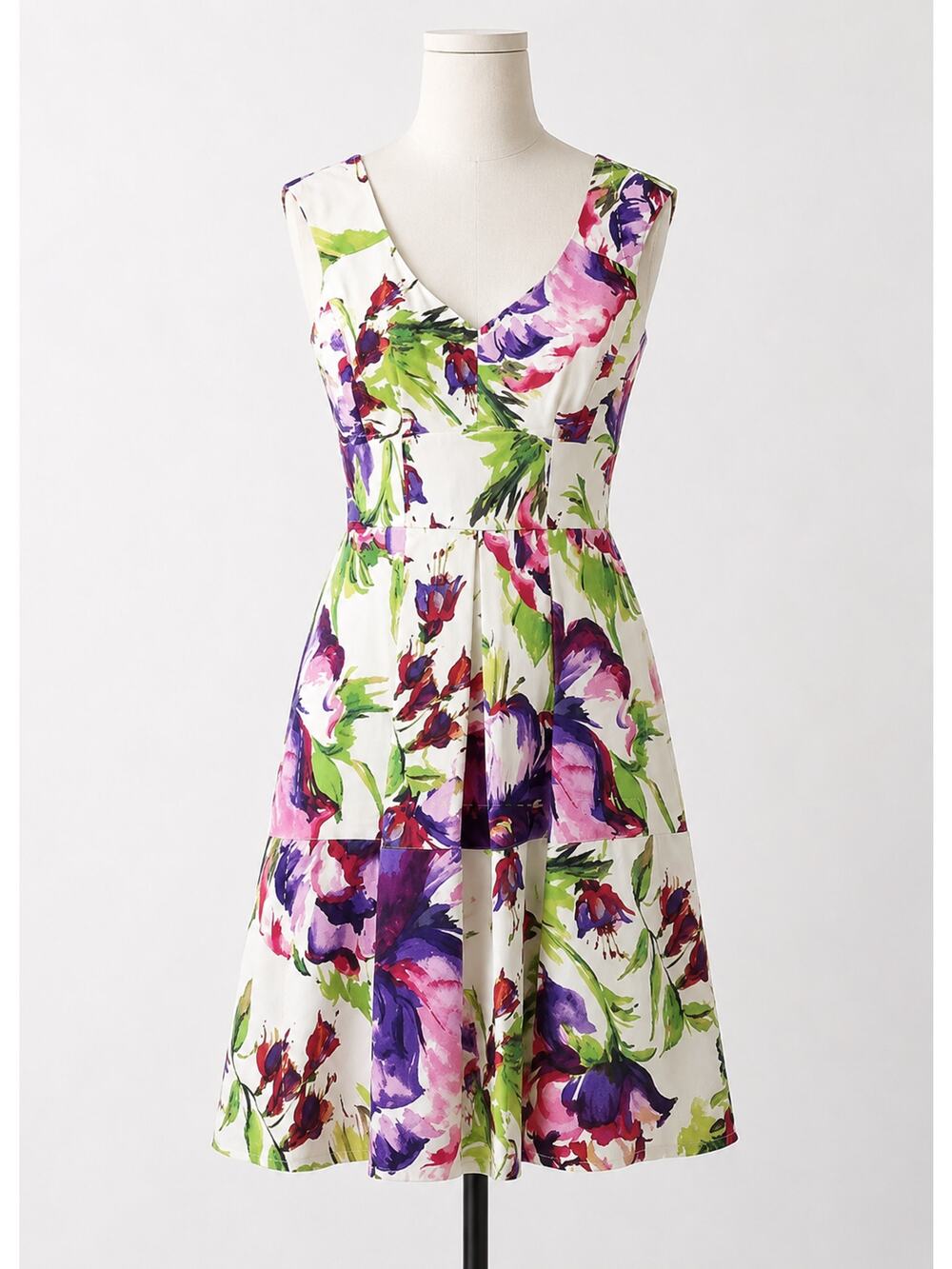 Gabby Skye | Sleeveless Floral Print White Purple